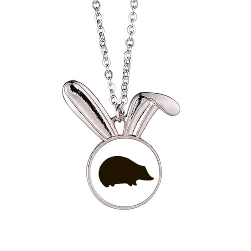 Collier pendentif hérisson noir lapin en résine pour femme