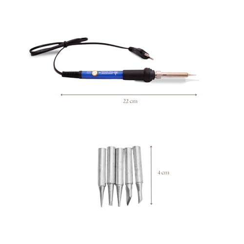 Image of 60W Adjustable Temperature Soldering Iron Kit Set with 5 Tips (Conical, Flat, Pointed, Round Tip) | 220V Original Rework Station Tool for PCB, DIY & Electronic Repair (Blue)