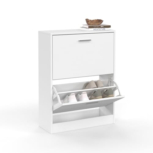IDMarket - Meuble à Chaussures 12 Paires KLARK 2 Portes Blanc