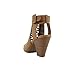 Soda Taking ~ Women Open Toe Low Heel Gladiator Sandal with Adjustable Ankle Strap (Tan Nubuck, 10)