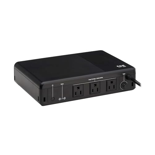Tripp Lite 350VA UPS Desktop Battery Backup and Surge Protector, 210W, 3 Outlets, Home & Office UPS, Small Form Factor, Wall Mounting Option, 5ft Cord, 3-Year Warranty (BC350R)
