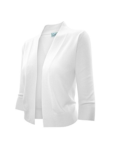 Women's Knit Cropped Sweater Bolero Cardigan Three Quarter Sleeve