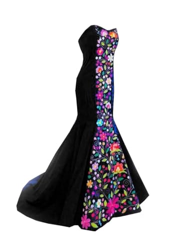 2025 Colorful Flowers Embroidery Mermaid Wedding Dresses Strapless with Train Corset Mexican Charro Satin