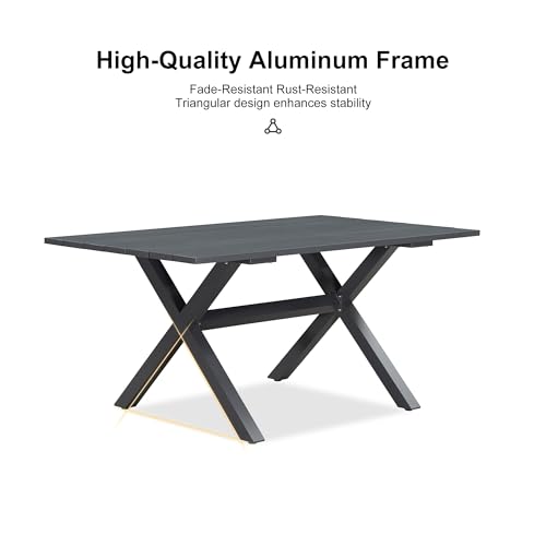 Image of PURPLE LEAF 5 Pieces Patio Dining Set with Outdoor Aluminium Dining Table and Woven Chairs Modern Metal Furniture Cushions Sets for Garden Yard Indoor Decor Kitchen Gray