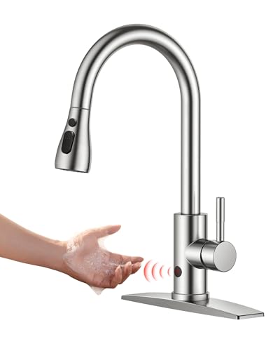 FORIOUS Touchless Kitchen Faucet with Pull Down Sprayer, Brushed Nickel Hands-Free Smart Motion...