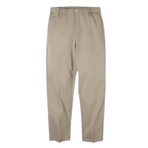 Straight-Fit Blazer Trousers for Men Casual Zipper Tapered Pants Elastic Waist Comfortable Pants