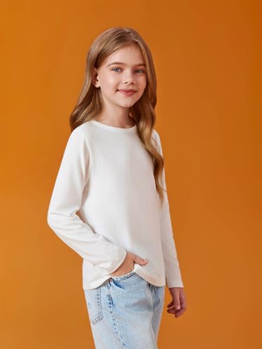 Haloumoning Girls Long Sleeve Shirts Kids Crewneck T-Shirts Fall Tops Tees 5-14 Years4
