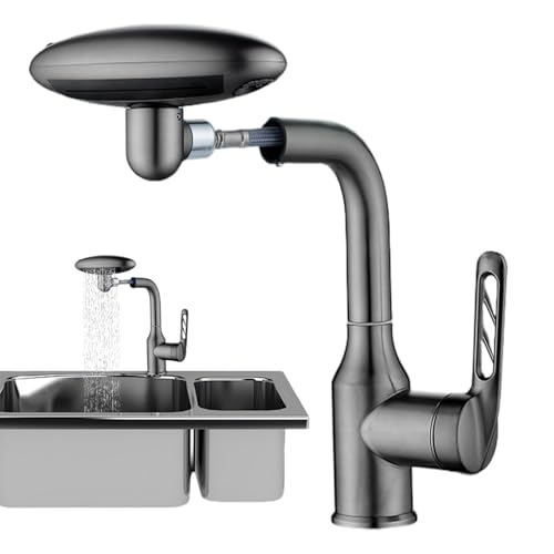 Rubinetto da bagno - Rubinetto monocomando a maniglia singola | scarico integrato 4 funzioni per pulizia del viso, lavaggio delle mani e spazzolatura dei denti