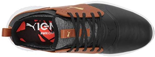 Puma Men's Ignite Pwradapt Caged Crafted Golf Shoe, Puma Black-Leather Brown-Puma Team Gold, 9 | Image 4