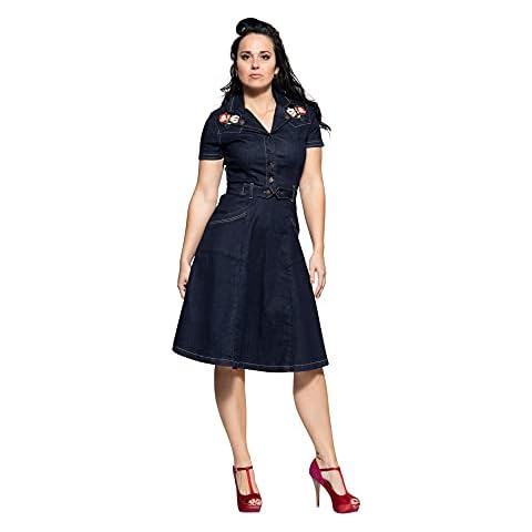 Vestido vaquero Queen Kerosin para mujer con bordado floral Cover