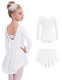 Arshiner Maillot de Ballet de algodón para niña con Espalda Descubierta