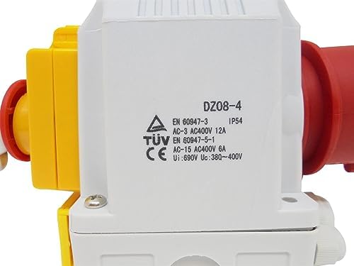 Anbauschalter DZ08-4 400V mit NotAus Klappe und Umschalter für Recht-/Linkslauf - Baugleich KEDU KOA2 YD