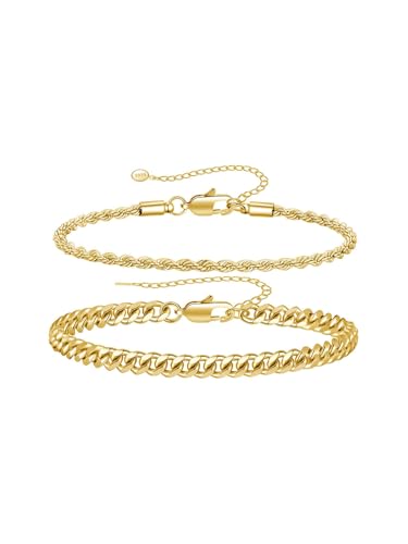 Set de pulseras eslabón para hombre de acero inoxidable dorado y plateado miniatura 1