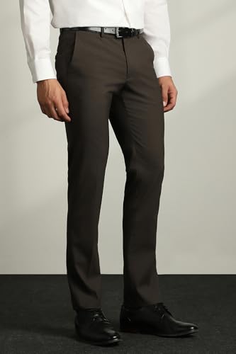 Image of Van Heusen Men's Mid Rise Slim Fit Premium Formal Trousers | Superior Comfort | Auto-Flex Waist Band | Soft Touch