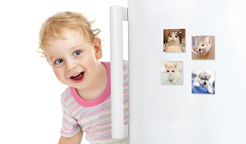Image of Custom Fridge Magnets, Personalized Photo Magnets for Refrigerator, Home Decoration Picture Magnet Stickers for Office and Kitchen, Door(4 PCs)