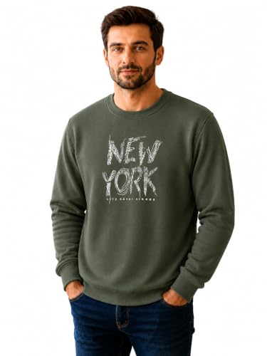 Image of Mack Jonney Men's Printed Fleece Sweatshirt|Full Sleeve Round Neck Winter Sweatshirt for Casual Wear|Travel|Gym & Everyday Style-mj-403