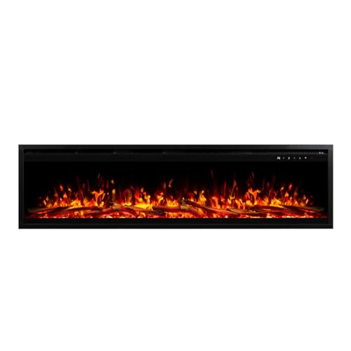Modaliving Harmony Series 1500W Wall Mounted Electric Fireplace with Crackling Sound, 3D Flame, 13-Colour Ember Bed, Smartphone & Voice Control (63 inch)