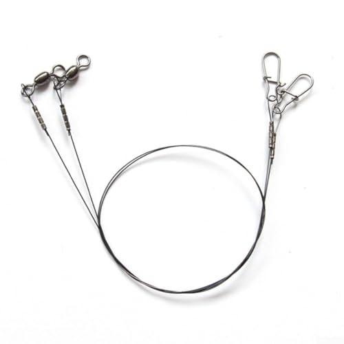 Fishing Wire Leader Line Duo Pack con mosquetón y giratorio 35cm 18kg miniatura 1