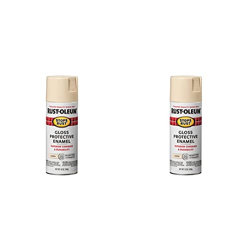 Image of Rust-Oleum 7770830 Stops Rust Spray Paint, 12 oz, Gloss Almond (Pack of 2)