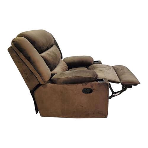 Image of The Couch Cell | Royale Manual Recliner Chair | Light Grey Velvet Breathable Upholstery | Single Seater Comfortable Recliner Sofa for Living Room Bedroom Home Seating
