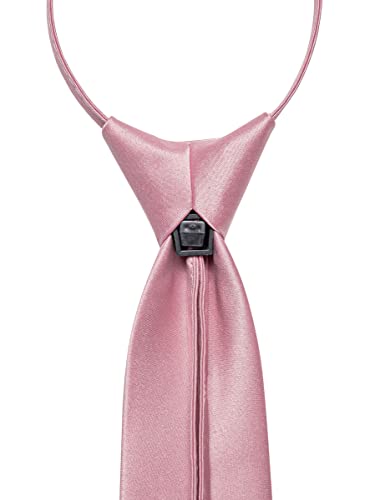 Image of YourTies Zipper Tie for Men Adjustable Pre-tied Satin Neckties and Pocket Square Set Solid Color Business Formal Wedding