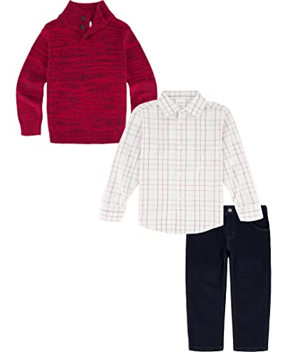 Image of Calvin Klein boys 3-piece Sweater Set With Matching Button-down Shirt and Pants