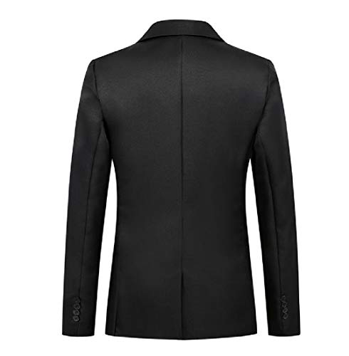 Blazer esportivo masculino Abetteric executivo formal com um botão e lapela, Preto, Large