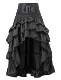 Women’s Renaissance Vintage Skirt Fashion Steampunk Bustle Skirt Ruffle Victorian Pleated Skirt High Low Plus Size Gothic Skirt Black XL