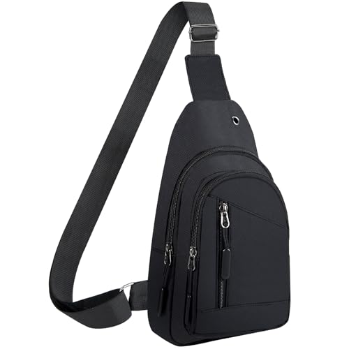 Crossbody Small Sling Bag for Women Men,Casual Lightweight Chest Pack Gym Athletic Backpack Multi Used Zipper Shoulder Daypack for Travel,Shopping,Hiking,Walking,Running,Biking,Black - Image 3