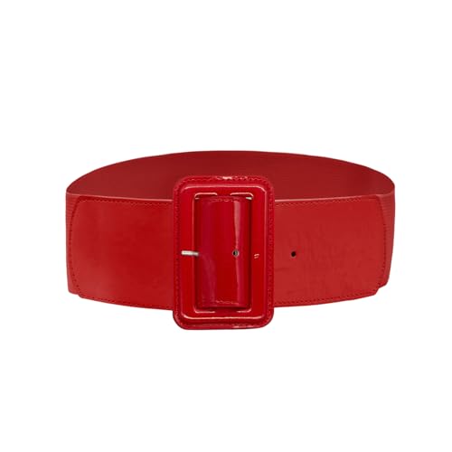 LJCZKA Femme Large Ceintur Vintage Ceinture Réglable pour Robes Avec Boucle Carrée(Rouge)