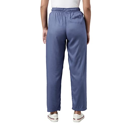 Image of GO COLORS Women Solid Mid Rise Relaxed Fit Viscose Casual Pants