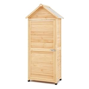 VEVOR Opbergschuur voor buiten, 71 x 45,5 x 160 cm, van hout, met planken, slot, waterdicht, voor terras, tuin, gazon