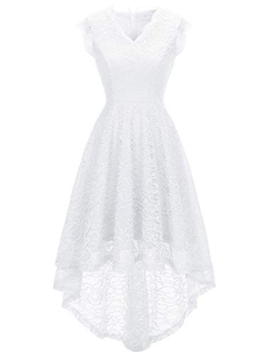 MODECRUSH Women Hi Low Formal Cocktail Party Evening Wedding Special Occasion Dress 2XL White 2XL