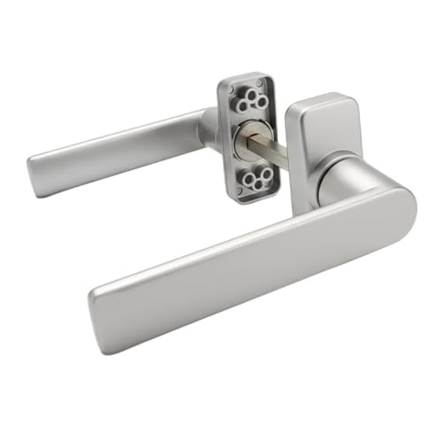 Sivenci - Juego de Manillas Para Puertas | Embellecedor Giratorio Oculta Tornillos | Set de Manetas | Mango Rectangular | Cuadradillo 8 mm | Color Plata