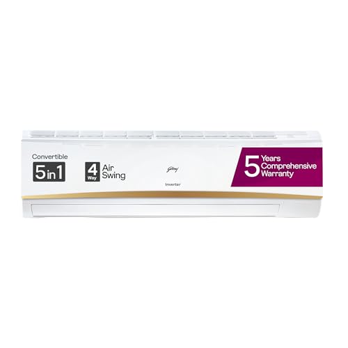 Image of Godrej 2.5 Ton 3 Star, 5 Years Comprehensive Warranty, AI powered, 5-In-1 Convertible Cooling, 4 Way Air Swing Inverter Split AC (Copper, Heavy-Duty Cooling At 52 C, AC 2.5T EI 30LINV3R32-WWR, White)