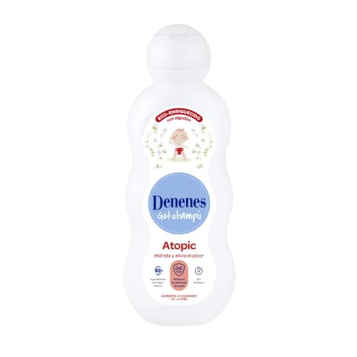 Denenes Atopic - Gel Champú con Algodón Ecológico, Hidrata y Alivia, Sin Sulfatos, Apto para Pieles Sensibles y Atópicas - 600 ml