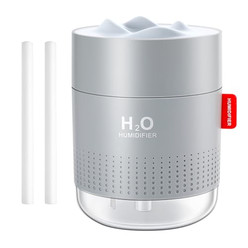 Humidificateur d'Air, 500ml Silencieux Humidificateurs Ultrasonique à Brume 2 Modes de Brume avec LED Arrêt Automatique sans Eau pour Le Maison Bureau Salon...