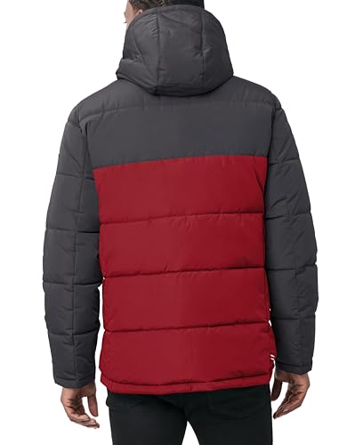 Image of Nautica Men's Midweight Quilted Faux Memory Puffer Jacket -Adjustable Hood Insulated Winter Coat