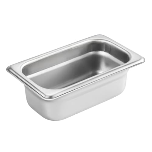 New Star Foodservice 1/9 Size Stainless Steel Steam Table Pan, 7.0 x 4.3 x 2.5 Inches, 18/8 Stainless Steel, 24 Gauge, NSF Certified (Set of 6)