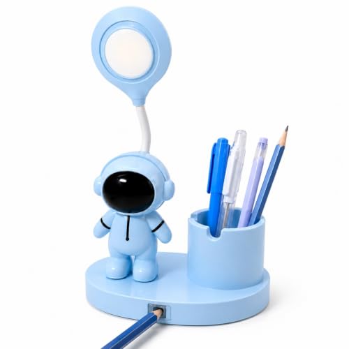 Image of Toy Imagine 3-in-1 Kids LED Desk Lamp USB Rechargeable Night Light with Pen Holder and Pencil Sharpener Cute Astronaut Design Detachable Study Lamp for Girls & Boys Bedroom, Home & School