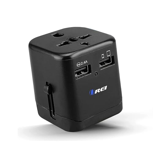 OREI Universal Travel Adapter with 2 USB Ports (2.4A Smart Plug Charging), Multiplug Socket Power Plug for Cell Phones, Tablets, Camera for Travelers...