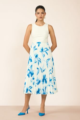 VIRGIO Satin Rescued Printed Accordian Midi Skirt2
