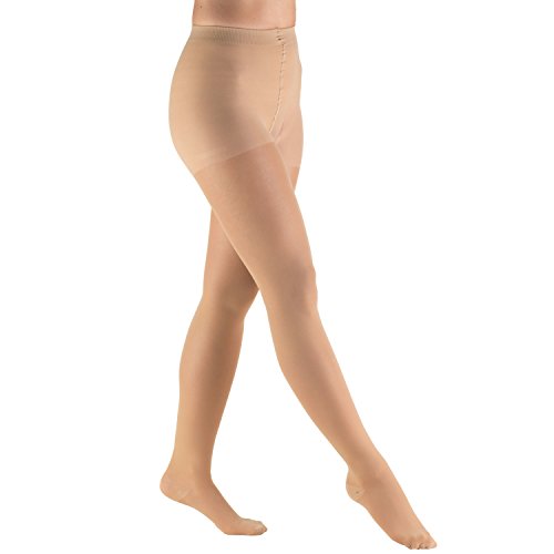 Image of Truform Sheer Compression Pantyhose, 20-30 mmHg, Women's Shaping Tights, 20 Denier, Beige, X-Large (Pack of 2)