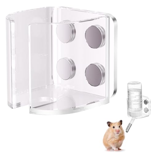 EsiFare ハムスターウォーターボトルホルダー ギニアウォーターボトルスタンド 小さなペットフィーダーマグネットブラケット 小動物用漏れ防止水ボトルマグネットホルダー 磁気ハムスターフィーダーブラケット 透明給水スタンド 多機能 マウス ハリネズミ ス