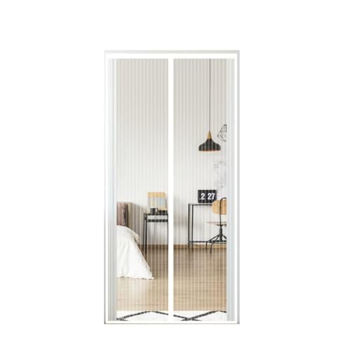 FIOVIP Mosquitera Puerta Magnetica, 60x190CM Cortina, Se Cierra Automáticamente, Fácil Instalación sin Taladrar, Mosquiteras Magnéticas para Entrada/Balcón etc.(Poliéster,Blanco)