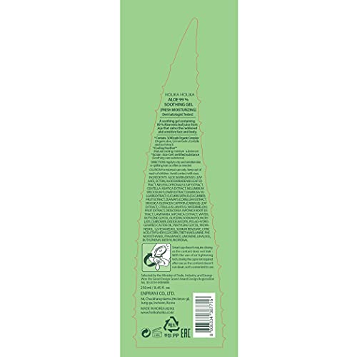Holika Holika Aloe 99% Soothing Gel, 8.5 Ounce, 250Ml - No Sticky 99% Aloe Vera Sunburn Relief - Moisturizing, Fast Absorbing For Face, Skin, Body&Hair #TOP3