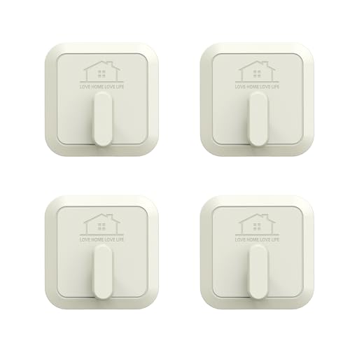 Asonen Ganci autoadesivi, resistenti, 4 pezzi, ganci autoadesivi per porte, appendiabiti, inossidabili, ganci adesivi impermeabili per cucina, bagno, ufficio, toilette