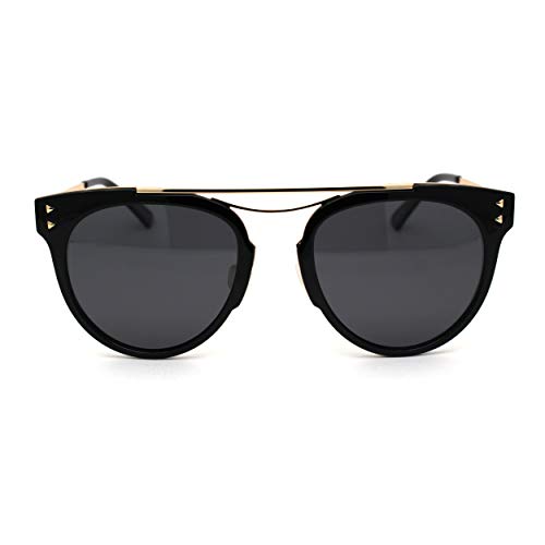 SA106 Womens Polarized Lens Flat Top Metal Bridge Horn Rim Sunglasses