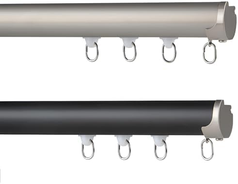 Sliding Aluminum Ceiling Track System for Room Dividers, RV, Bay Windows & Shower Doors – Wall-Mounted, Silent Rail Set (Gray, 105cm/3.44ft)