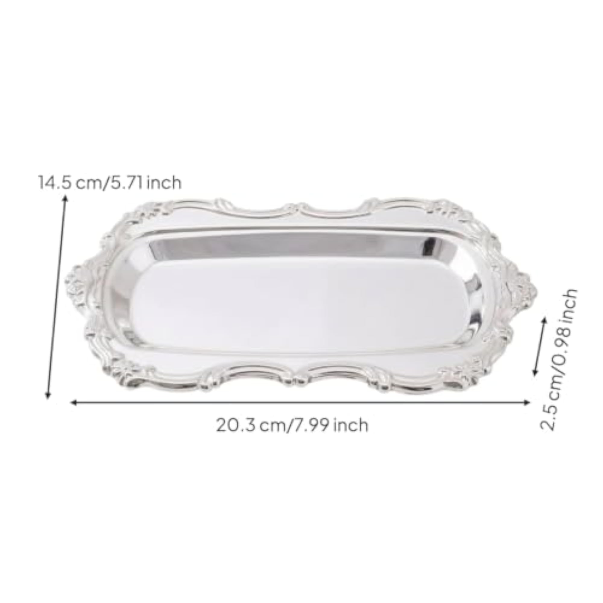 Scalloped Mirrored Tray with Vintage-Inspired Embossed Design